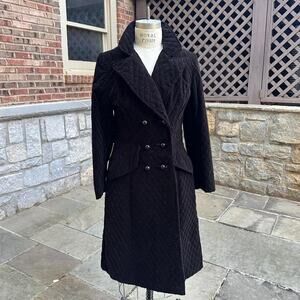 1960s black velvet quilted peacoat